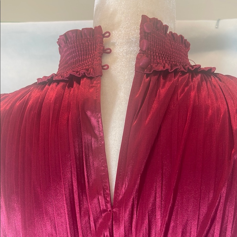 Nanette Lepore Red Pleated Ruched Sheath Dress - Picture 13 of 13
